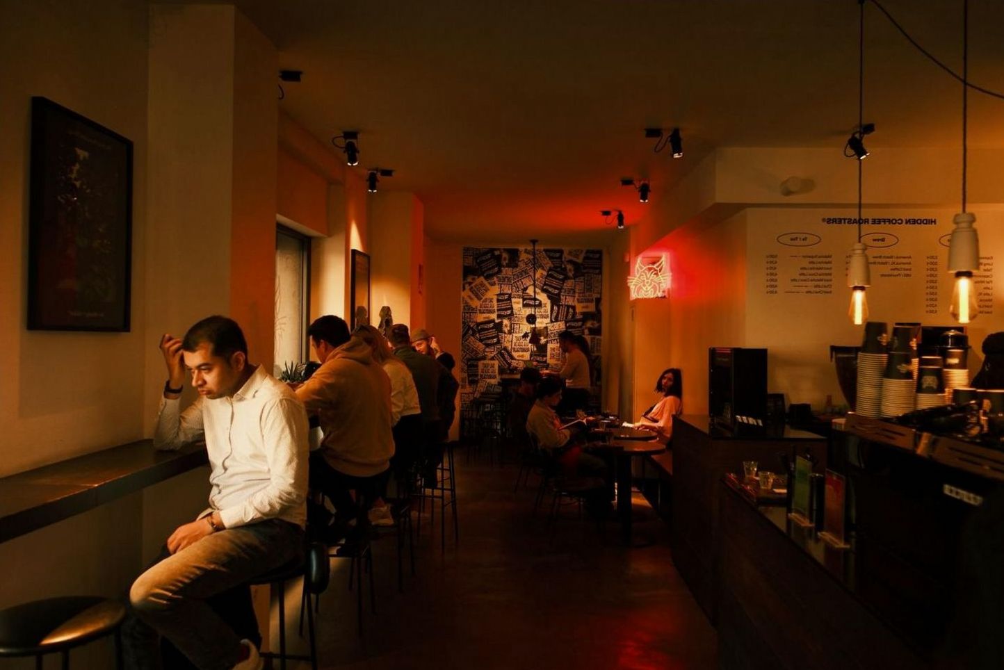 Atmospheric coffee bar interior